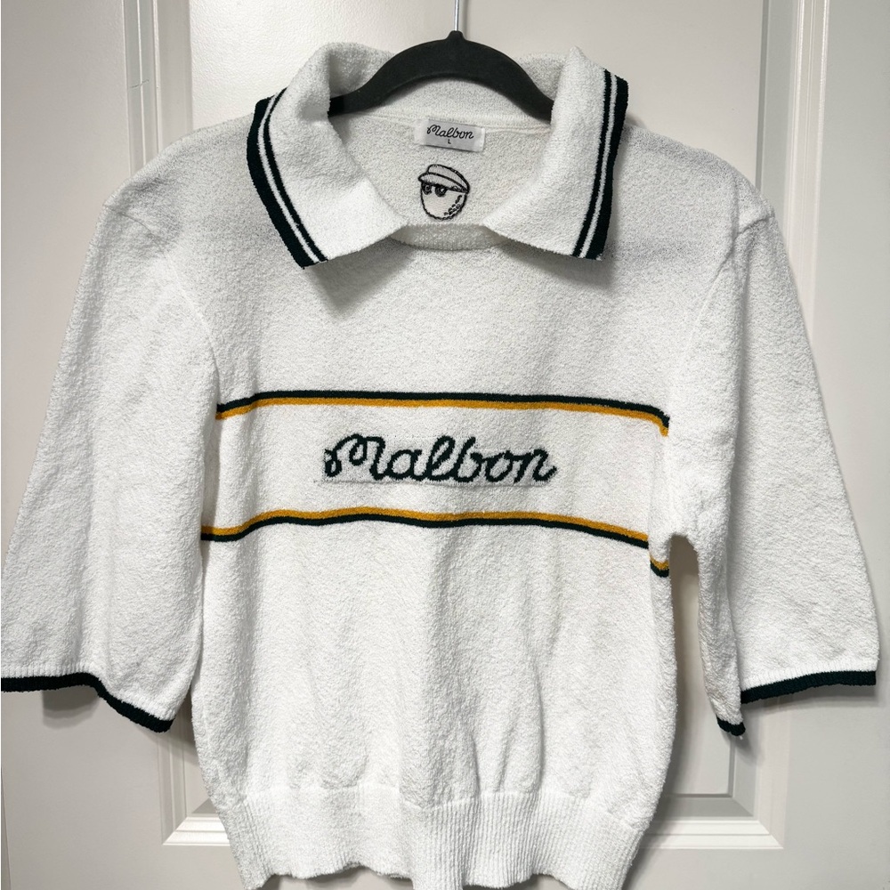 Ralbon Women's White Polo Shirt with Black Accents